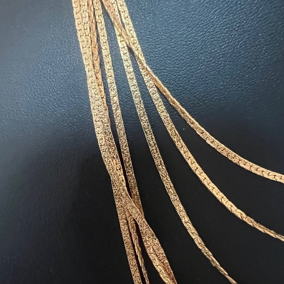 Vintage Monet 70's Multi 7 Layer Strand Graduated Gold Toned Necklace 16" - Picture 2 of 6